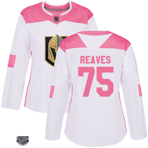 Adidas Golden Knights #75 Ryan Reaves White/Pink Authentic Fashion Women's Stitched NHL Jersey